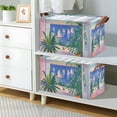 thumbnail image 2 of Yayeee Foldable Storage Basket for Shelves with Handles Waterproof Cloth Bins, Boat Seaside, 2 of 7