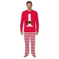 thumbnail image 3 of Family Matching Santa Themed Holiday Pajama Set, Festive Red and White Striped Pattern with Pet Outfit, 3 of 7