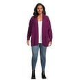 thumbnail image 2 of Terra & Sky Women's Plus Size Chenille Shawl Cardigan Sweater, Midweight, 2 of 6