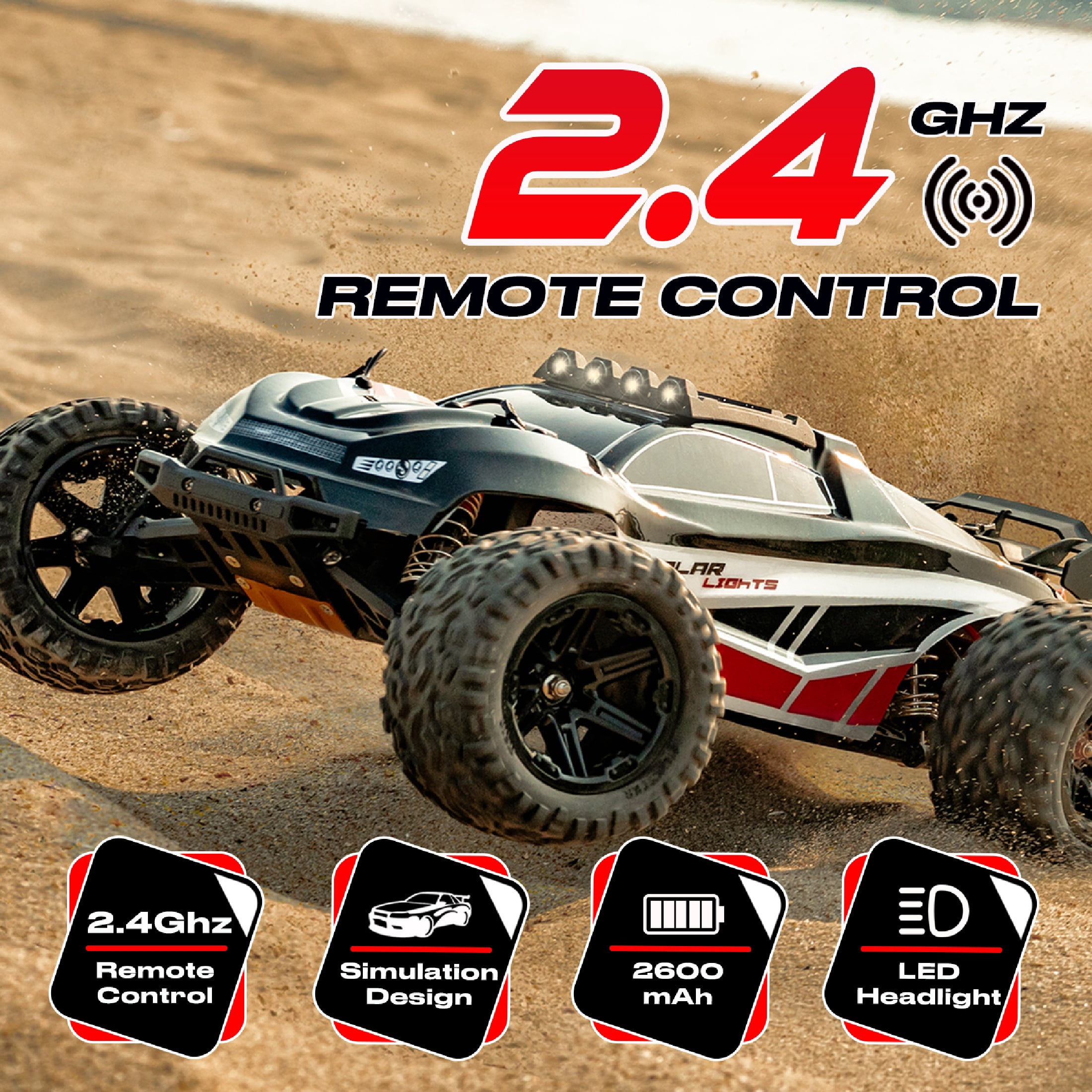 High Speed RC Car, 1:8 Large Scale 45+KM/H Remote Control All Terrain Off-Road Monster Truck, Electric Hobby Vehicle with 2 Batteries for Adults Boys