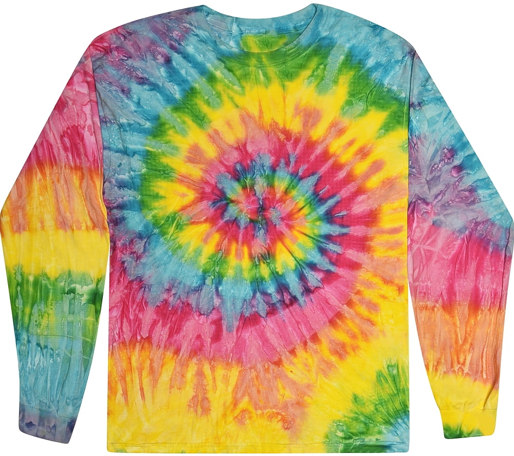 Unisex Long Sleeve Colorful Tie Dye Tee 