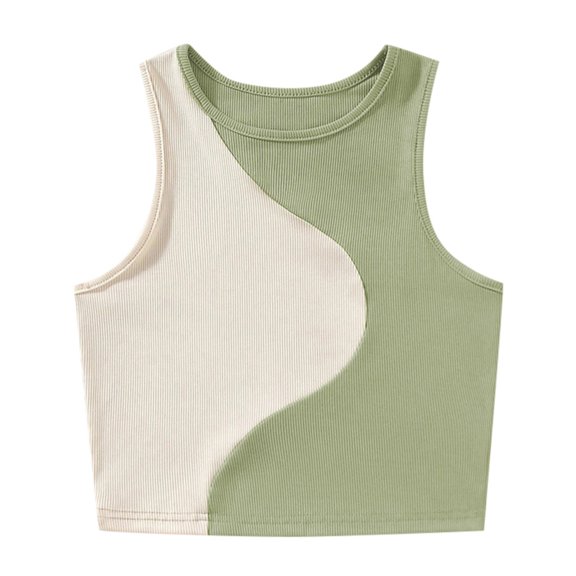 Likimi Girls Sleeveless Tops Crew Neck Solid Color Fashionable Casual Tank Top Green Size 16-17 Years
