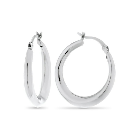 Sterling Silver 25mm Graduated Polished Hoop Earrings
