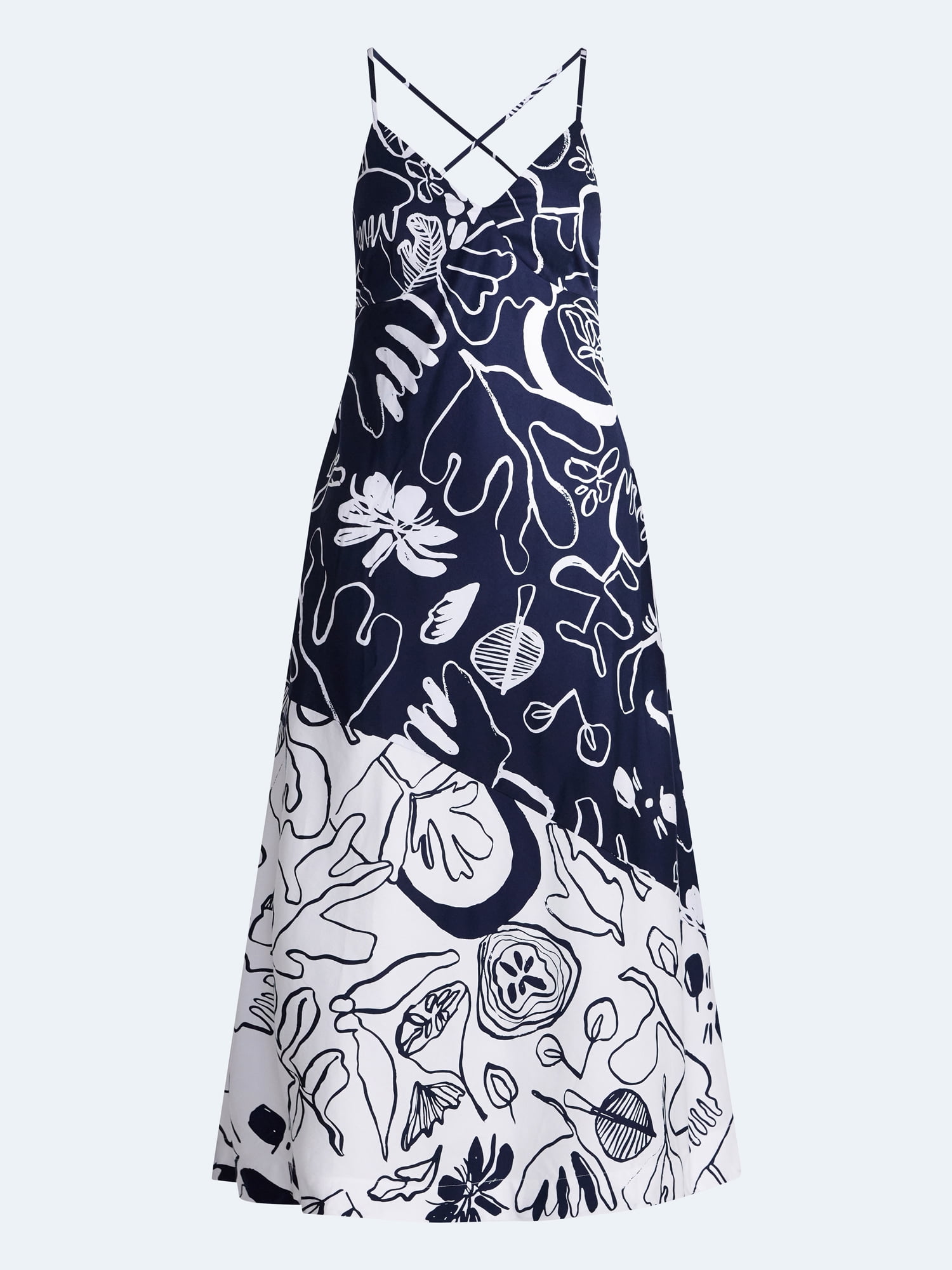 Free Assembly Women's Tie Back Cotton Maxi Dress, Sizes XS-XXL