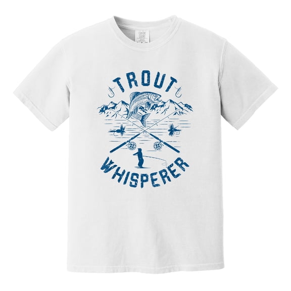 'Trout Whisperer'' T-shirt - A classic design for salmon fishing enthusiasts, showcasing the skill of "whispering" to nature.
