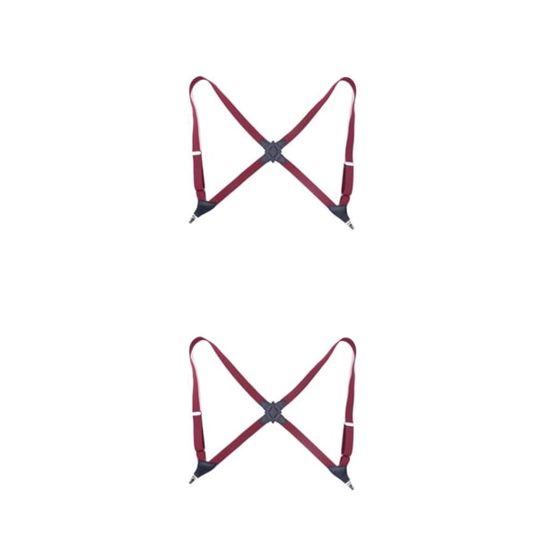 Qarigey Tirantes unisex de moda coreanos fáciles de combinar para adultos Color sólido Tirantes elásticos ajustables en la espalda con 2 Vino rojo 2piezas