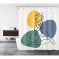 thumbnail image 2 of HVEST Abstract Minimalism Shower Curtain , Cute Line Girl Shape with Colorful Geometric Shapes,On White Bathroom Shower Curtain Polyester Fabric Decor Curtain with Hooks, 72X78 inch, 2 of 7