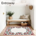 thumbnail image 3 of ODIKA 8'x10' Machine Washable Non-Slip Area Rug, Festive Holly Berry Wreath Welcome with Evergreen Sprigs High Traffic Rug with Pad, Red, 612138, 3 of 8
