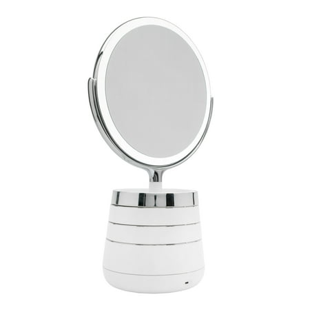 Sharper Image - Spastudio Vanity Plus 10-Inch LED Mirror with Storage - White