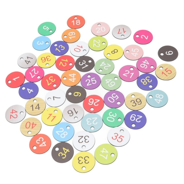 Number Tags, Lightweight Plastic 50Pcs Round Number Labels With Small Holes For Livestock Farming 1-50