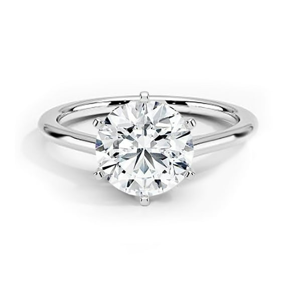 Ivy & Bauble 2 Carat CZ Round Solitaire Engagement Ring in White Gold Plating, Size 5