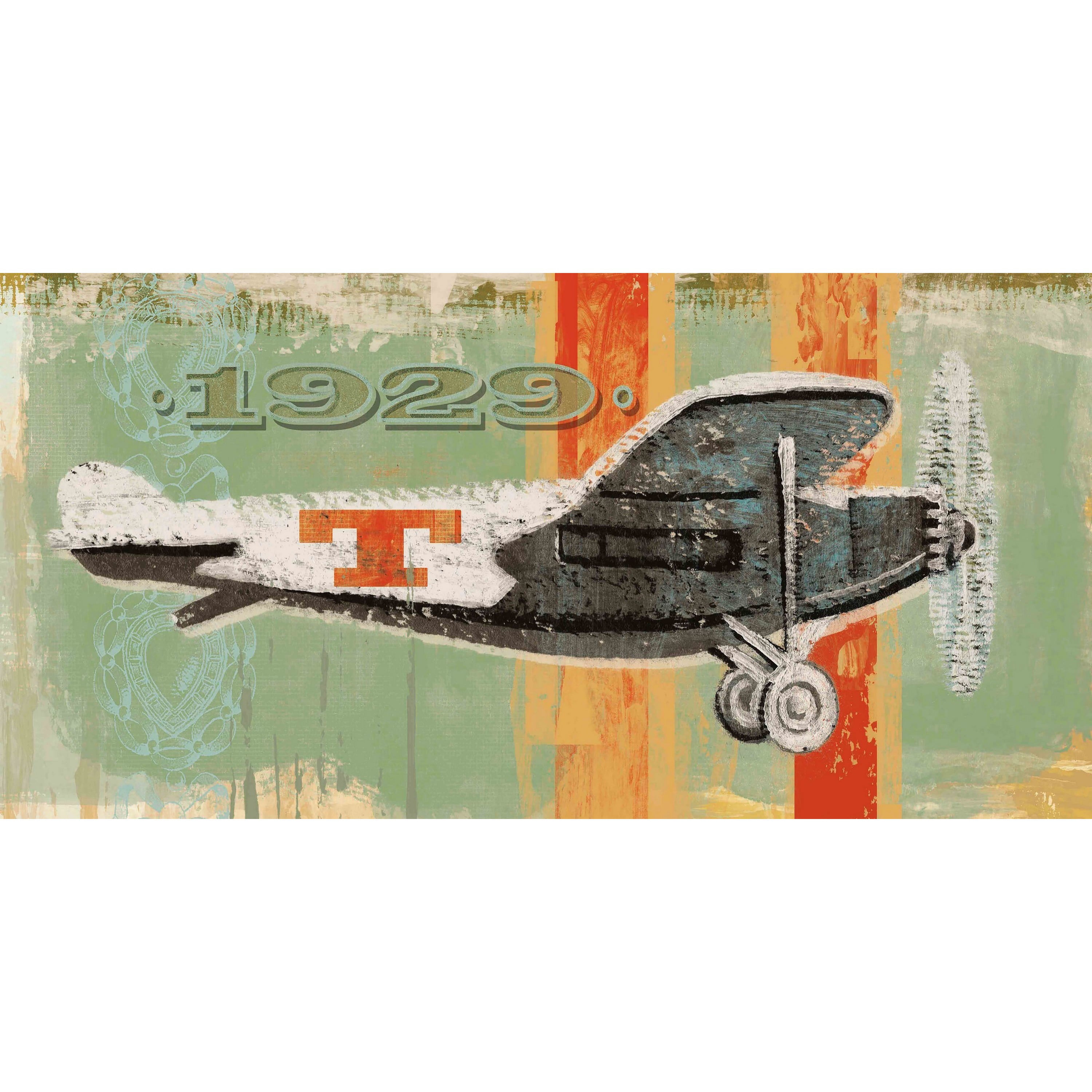 MARMONT HILL  - Vintage Plane 1929 Painting Print on Canvas - Multi-Color 36 x 18
