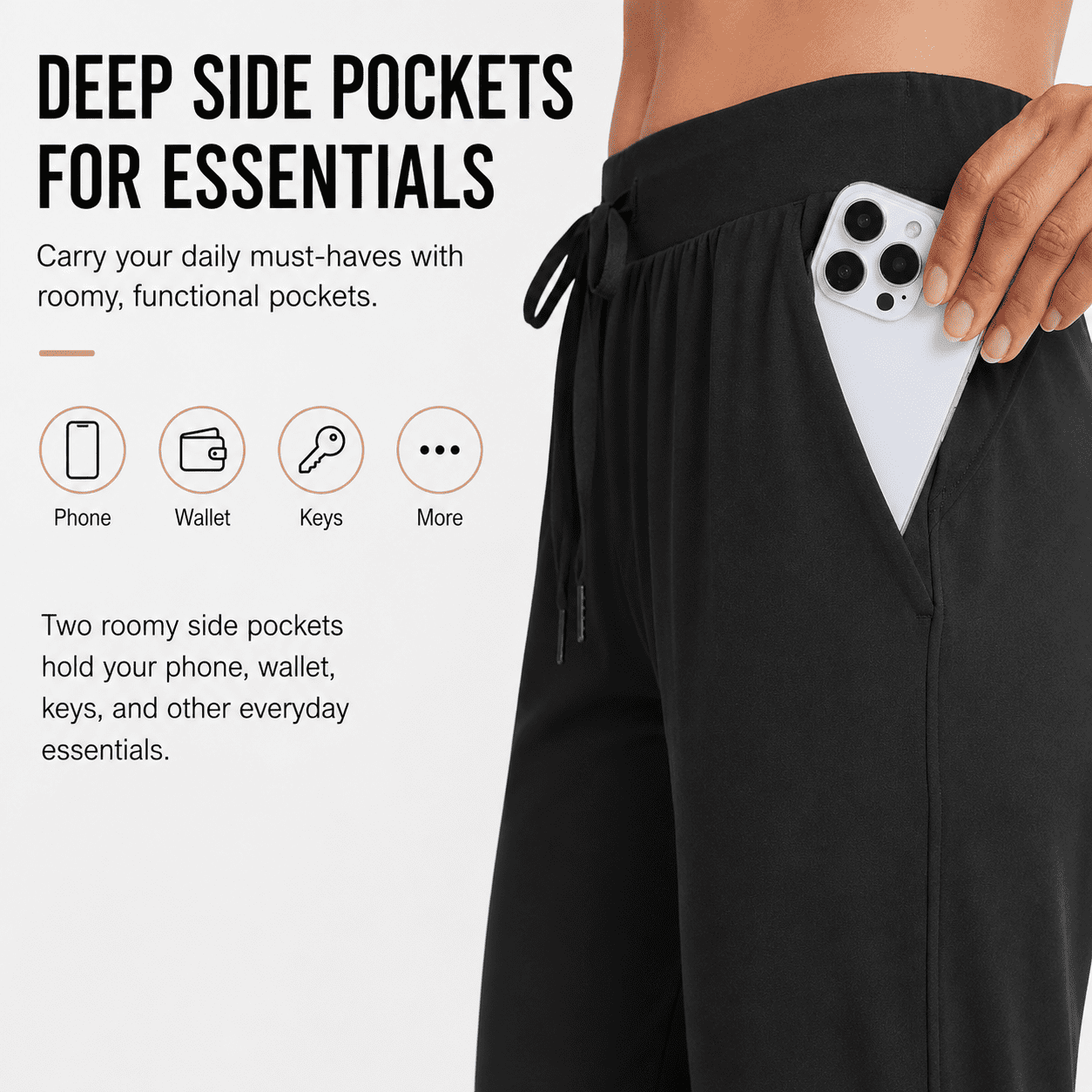 MASKERT Women's Joggers Pants-Athletic Running with Pockets Tapered Casual Workout Pants Black （Size XS-XXXL）