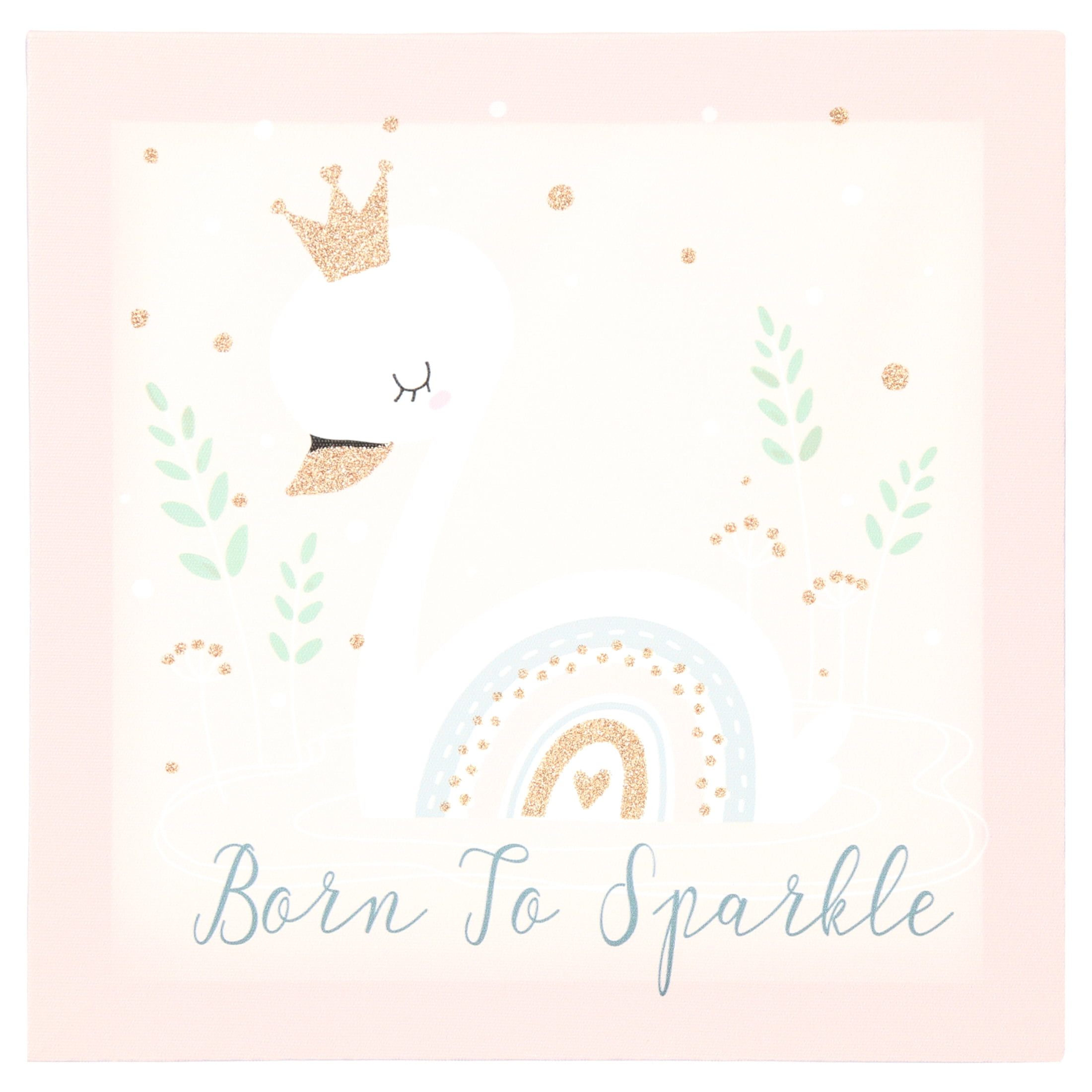 American Kids Born to Sparkle Pink Canvas Wall Art for Nursery Room Décor