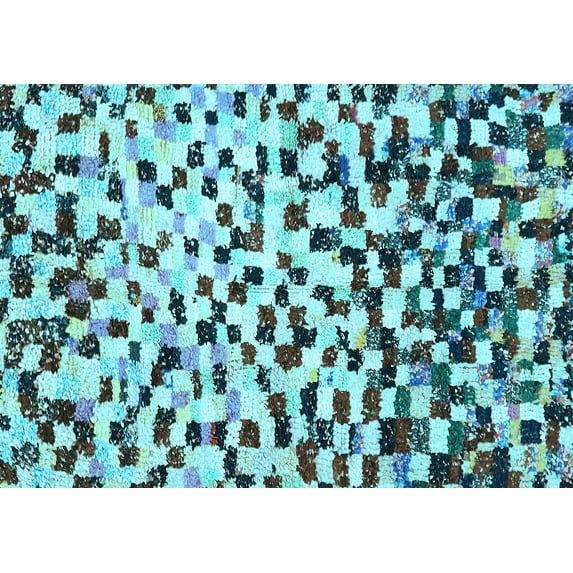 Ahgly Company Indoor Rectangle Abstract Light Blue Modern Area Rugs, 5' x 7'