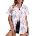 thumbnail image 2 of JURANMO Sales Prime! Women's Summer Hawaiian Shirts Short Sleeve Button Down Shirt Hawaii Tropical Floral Print Beach Tops Vacation Outfits Pink M, 2 of 5