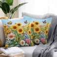 thumbnail image 2 of Waterproof Throw Pillow Covers Set of 2, 16x16 Inch Spring Yellow Sunflower Decorative Pillowcases Outdoor Pillow Slip Cushion Covers Set for Couch Tent Butterfly Floral Daisy Country, 2 of 7
