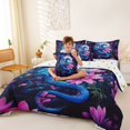thumbnail image 3 of Feelyou Dreamy Moon Dragon Bedding Comforter Set for Kids, Galaxy Floral Flower King Bedding Sets, Blue Pink, Polkadot Reversible, 7 Pieces, 3 of 7