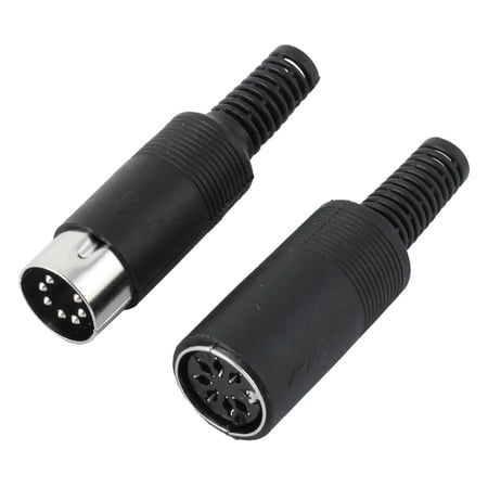 Unique Bargains Pair Black Plastic Cover DIN 7 Pin Male + Female Straight Audio Adapter price history on PriceWatchPro