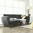 thumbnail image 3 of Costway Convertible Futon Sofa Bed Adjustable Couch Sleeper w/ Wood Legs Grey, 3 of 11