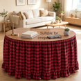 thumbnail image 6 of 6FT Red & Black Buffalo Plaid Ruffled Table Skirt, Woven Fabric Rustic Farmhouse Table Cover for Thanksgiving, Christmas Cabin Decor, Lodge Party, Dessert Table, 30 x 72 Inch, 6 of 7