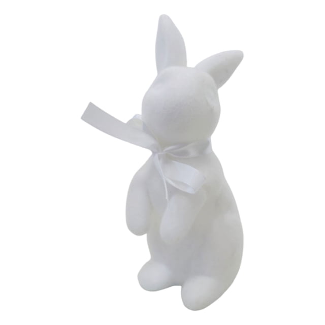 Easter Flocked Bunny Goth Figurine with Bow Tie 8.4" Easterween Rabbit Tabletop Decorations for Easter Centerpieces Easterween Ornament Spring Home Party Mantel Decor
