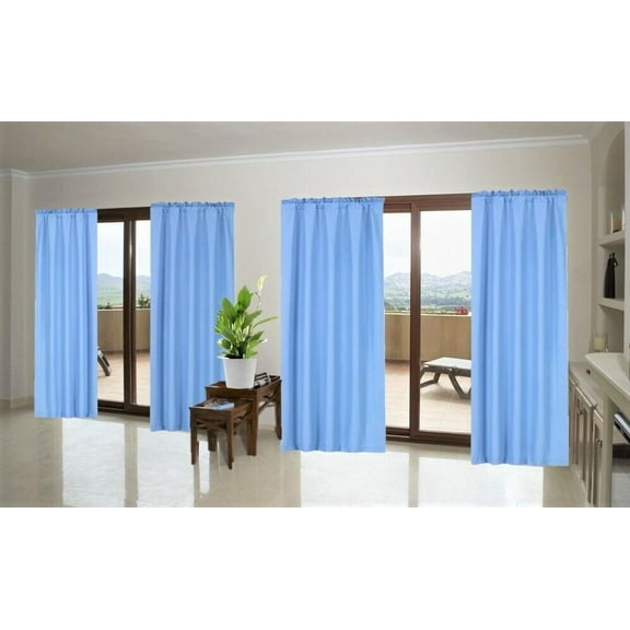 1-Piece 100% Blackout Rod Pocket Solid Window Curtain Panel With Lined Backing 35" X 63" R64 Light Blue