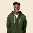 thumbnail image 4 of Dalix Alien Embroidered Zip Hoodie Fleece Long Sleeve Pocket Warm Soft Mens in Military Green 2XL XX-Large, 4 of 5