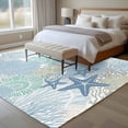thumbnail image 5 of Blue Green Sea Washable Living Room Rugs 5'x7', Nautical Coastal Ocean Watercolor Shell Coral Starfish Low Pile Throw Large Area Rugs Non-Slip Sturdy Edge Binding Carpet for Dining Room Bedside, 5 of 9