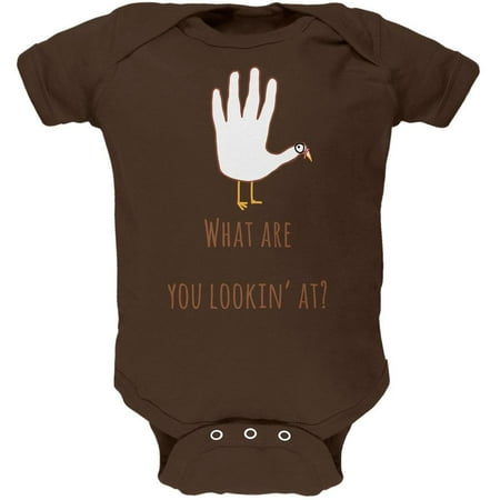 Thanksgiving Turkey What Are You Looking At? Brown Soft Baby One Piece