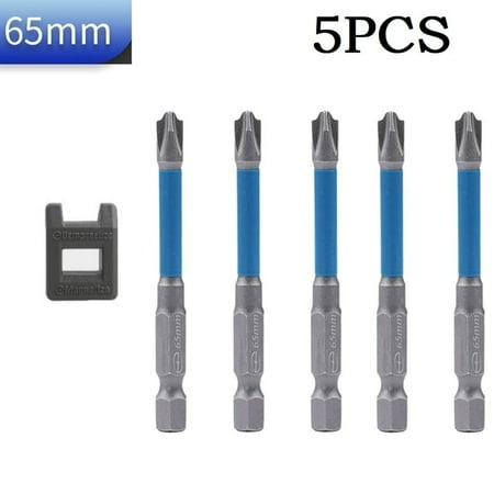 

BUYISI 5PC 65/110mm Magnetic Cross Screwdriver Bit for Electrician FPH2 with Magnetizer 5pcs 65mm with Magnetizer