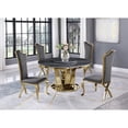thumbnail image 2 of 5pc. Dining Set with Gray Marble Table and Gray Velvet Chairs, 2 of 5