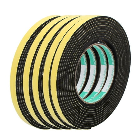 5pcs 4M 10mm x 3mm Single-side Adhesive Sound Insulation Sponge Tape Yellow