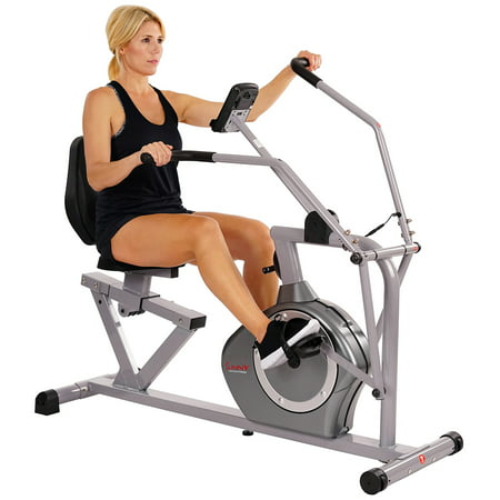 Sunny Health & Fitness Stationary Indoor Recumbent Exercise Bike Cardio Machine Cross Trainer w/Arm Workout Exercisers, SF-RB4708