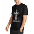 thumbnail image 3 of USPEED Strength In Faith Thorn Cross Christian Graphic T-Shirt, Religious Bible Faith Believer Short Sleeve Crewneck Tee, Casual Church Daily Top for Men Women, 3 of 4