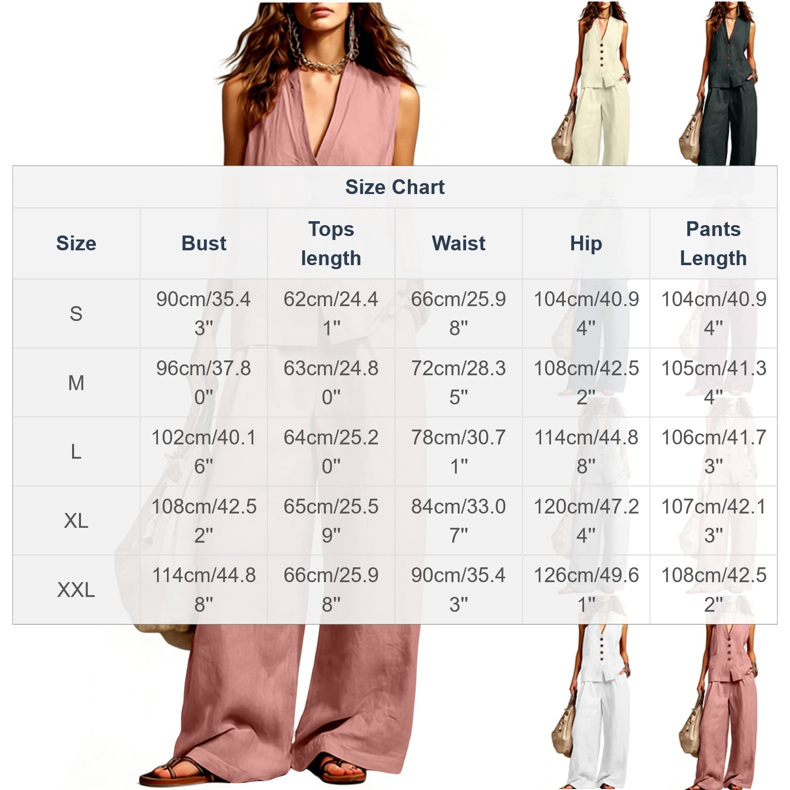Women's Summer 2 Piece Lounge Set Dressy Sleeveless Button Down V Neck Top & Wide Leg Pants Office Travel Outfits
