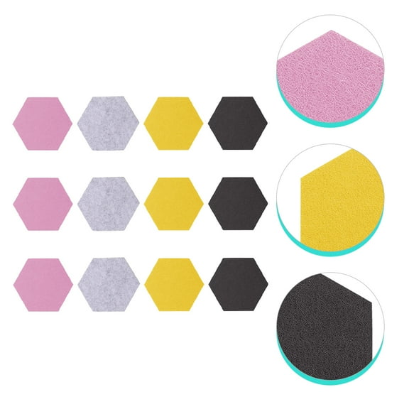 TEHAUX 12pcs Hexagon Felt Bulletin Board Tiles for Wall Decor, Photos, Memos, Crafts, Easy to Install, and Stylish