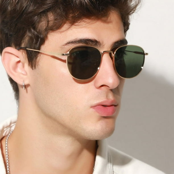 Gafas de sol retro con montura pequena para hombre y mujer modernas gafas de sol cuadradas de metal que combinan con todo gafas para exteriores Bodega Aurrera en linea