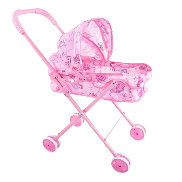 Baby Dolls Pushchair Folding Kids Pretend Role Play Toys Pink
