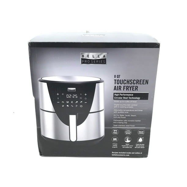 Bella Pro Series 8qt Touchscreen Stainless Steel Digital Air Fryer 