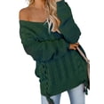thumbnail image 1 of Asyoly Women Winter Side Weave Cable Knit Sweater V Neck Drop Shoulder Jumpers Tops, 1 of 9