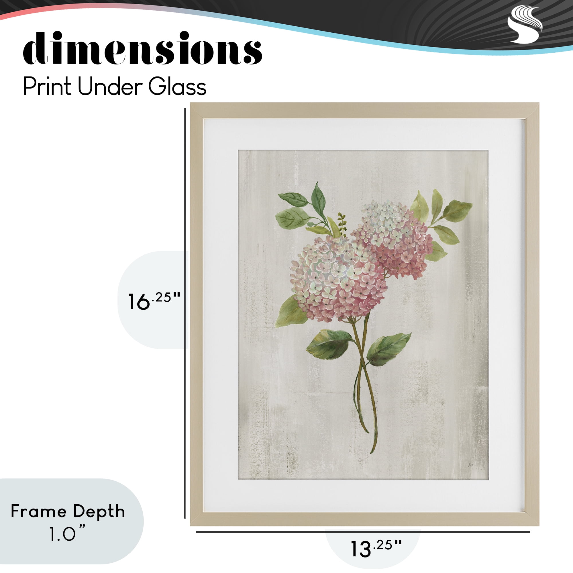 Stupell Industries Pink Hydrangea Paired Stems Birch Framed Print Under Glass, design by Nan