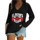 thumbnail image 1 of MHFRRA Camiseta Informal de Manga Larga con Cuello En V y Estampado Canadiense para Mujer Negro, 1 of 4