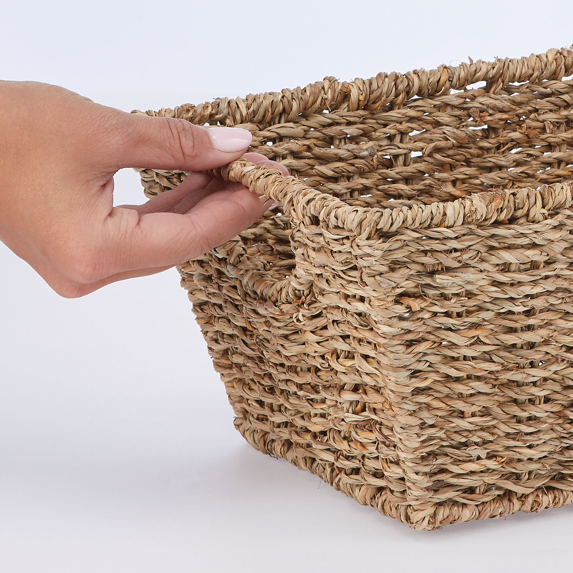 mDesign Woven Seagrass Nesting Kitchen Storage Basket Bins, 4 Pack - Natural/Tan
