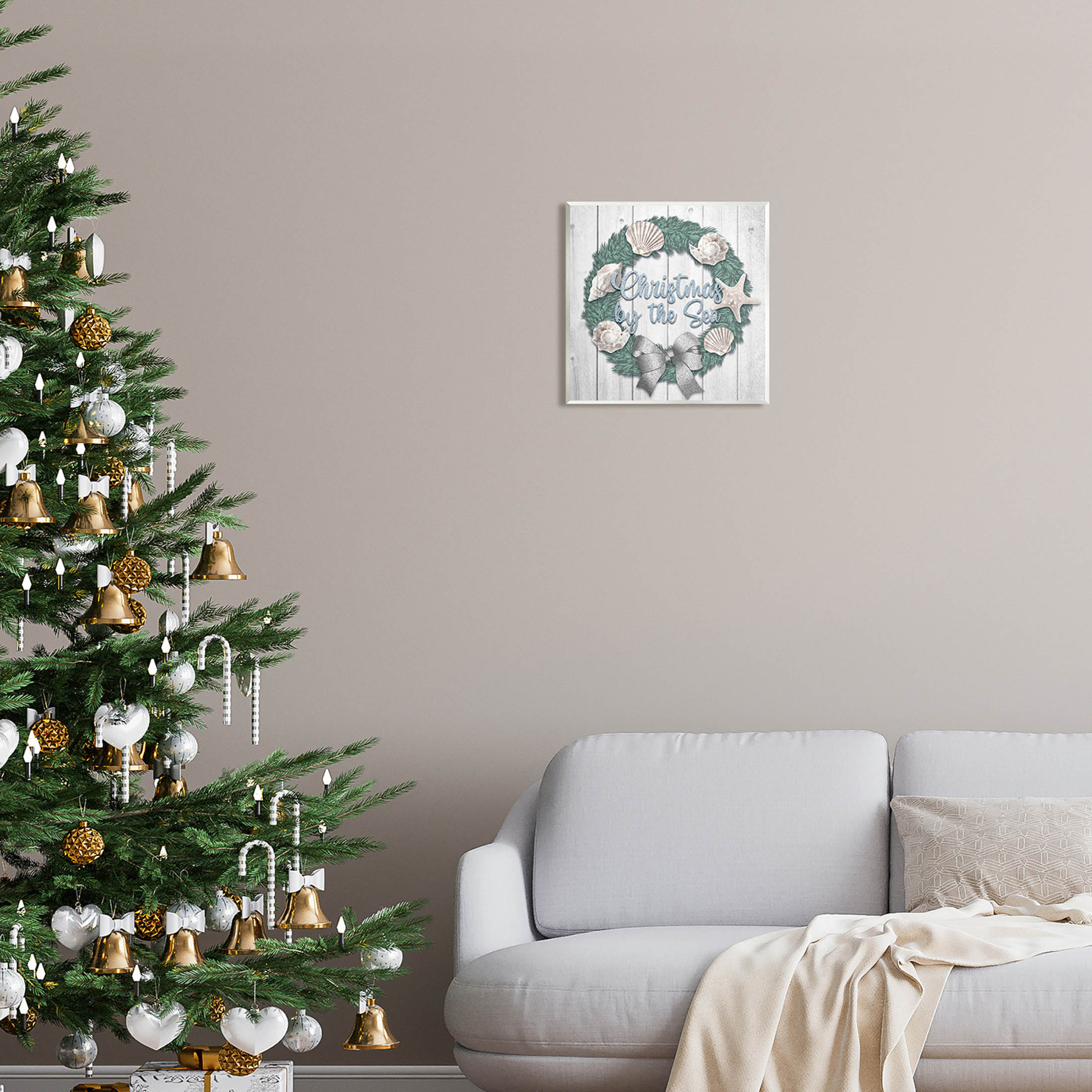 Stupell Industries Christmas By The Sea Nautical Wreath Graphic Art Unframed Art Print Wall Art, Design by Marcus Prime