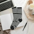 thumbnail image 6 of Rocae Black And White Stripes for Adult Socks Casual Athletic Stretchy Loose Socks for Women Men Non-Slip Middle Tube Socks, 6 of 7