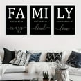 thumbnail image 4 of 3 Pcs/set Black Family Quote Art Canvas Printed Poster, Suitable for Living Room Bedroom Bathroom Corridor Kitchen Wall Decoration, Frameless, 4 of 9