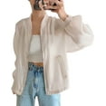 thumbnail image 1 of Female Coat, Solid Color Stand Collar Long Sleeve Zipper Coat Women’ s Jacket, S/M/L, 1 of 5
