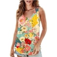 thumbnail image 1 of UPPADA Camisoles d'Été pour Femmes à Imprimé Floral, Col Ras du Cou, Sans Manches, Chemises Décontractées à Ourlet Fluide, Jolis T-Shirts, Chemises Coupe Ample, Hauts Confortables Multicolores, m, 1 of 7