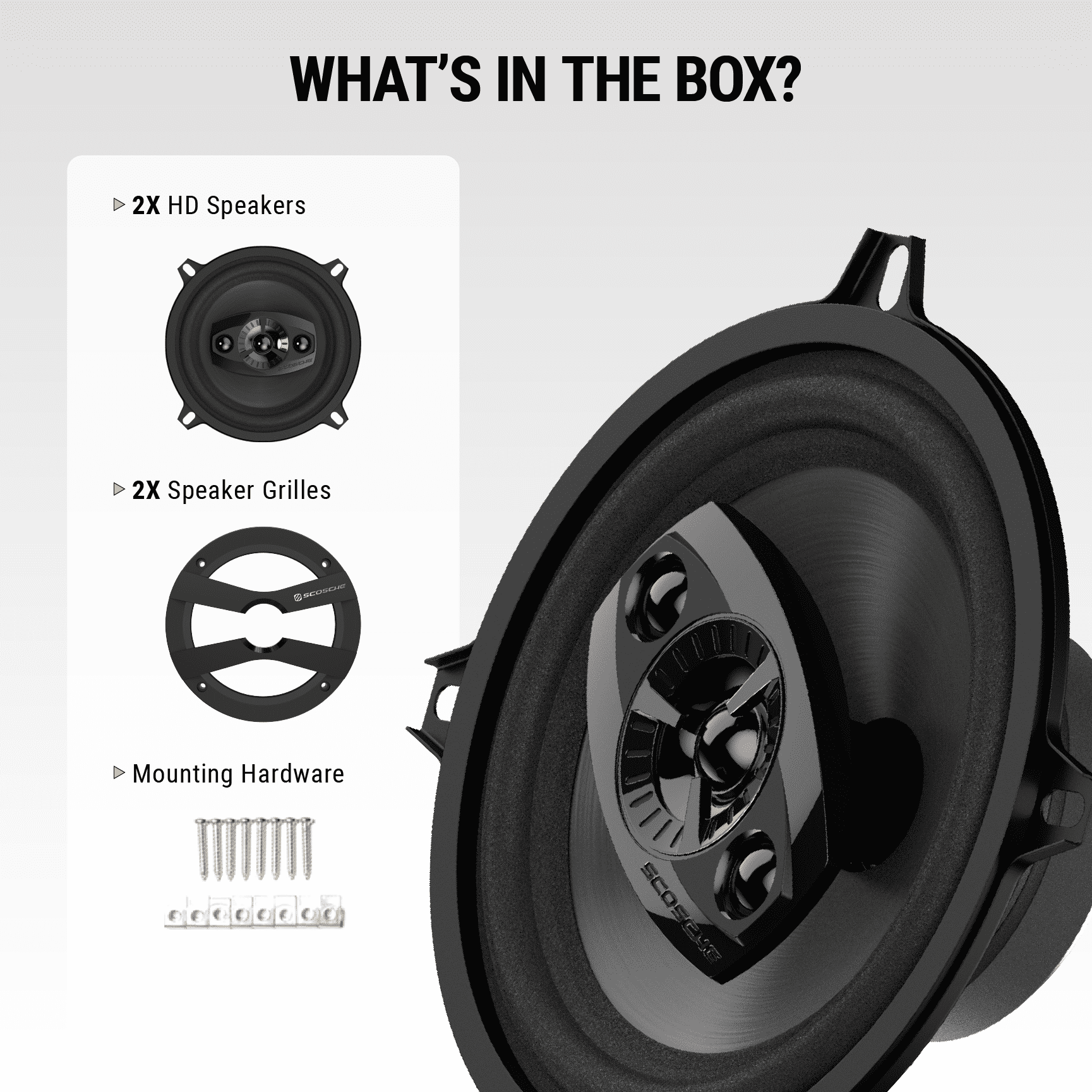Scosche 5.25" 4-Way Car Audio Speaker Pair - 160W Peak Power - Precision HD Sound, HD5254A-WM1SD
